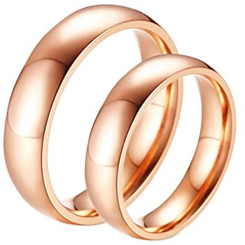 BCughia Freundschaftsringe Beste Freundinnen, Verlobungsring Paar Rose Gold Gravur Polierter Roségoldring 5mm Damengröße 60 (19.1), Herrengröße 60 (19.1)
