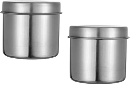 Cabilock 2 Stücke Edelstahl Lagertank Edelstahlbehälter Mit Deckel Wattestäbchen Behälter Runder Behälter Mit Deckel Multifunktionale Aufbewahrungsdose Leere Metalldosen Süßigkeiten Dosen