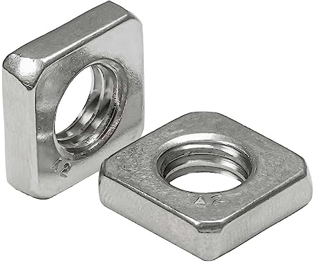 SCREW REBEL Vierkantmutter flach aus Edelstahl A2, DIN 562 – M4, 500 Stück, Einlegmutter niedrige Form