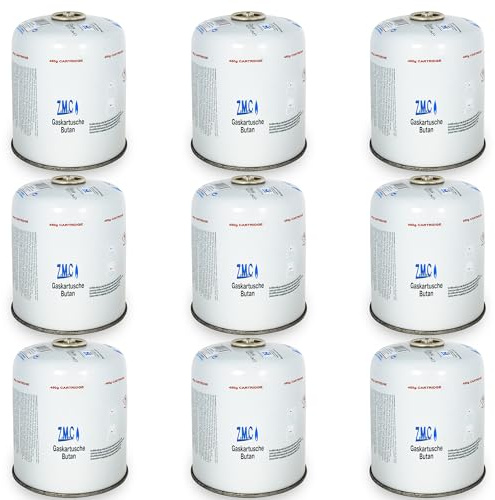 Z.M.C 9 x gaspatroner 450 g, propan/butan gas 900 ml, gaspatron EN417, eurogänga skruvgängningsanslutning, skruvpatron för ogräsbrännare, universell tryckgasburk med skruvventil
