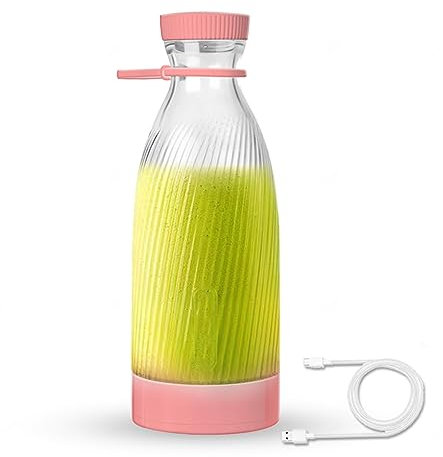 Mini Blender Portable, 500 Ml, Conception à 6 Lames Blender Juicely, Recharge Usb Portable Sans Fil Blender Smoothie, Pour La Maison, Les Sports De Plein Air, Les VéHicules,Pink