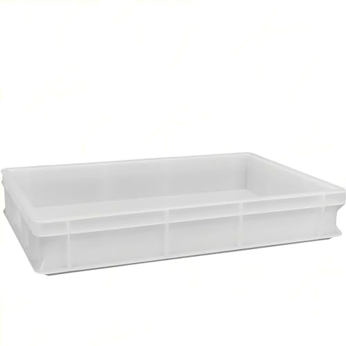 SICIGNANO CASALINGHI Vaschetta Cassetta Service per Impasti 60x40x10h cm con Fondo e Pareti Chiuse, Capacità 19 litri, Impilabile, Bianco, Polietilene Alimentare Lavabile in Lavastoviglie