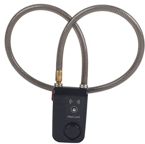 Nur Schloss, APP-Steuerung, Bluetooth-Smart-Schloss, Diebstahlalarm, Kettenschloss mit 105-dB-Alarm für Fahrradtore (BLACK
