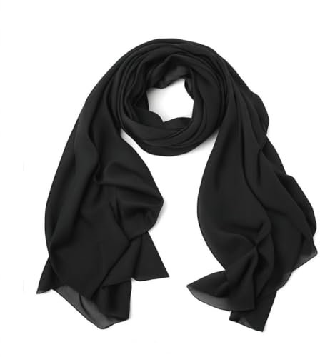 lifwimner Chiffon Schal Damen, Sommer Festliche Schal für Abendkleid, Stola Hijab 175x70 cm Leichte Schals und Tücher Chiffontücher für Braut Sommer Hochzeits (Schwarz, 175x70 cm)