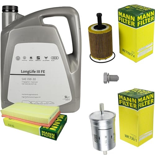 Inspektionspaket Wartungspaket Filterset mit 5 L 0W-30 Motoröl LongLife 3 FE, Ölfilter Luftfilter Kraftstofffilter Ölablassschraube