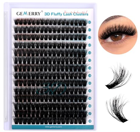 GEMERRY Wimpern Extensions 3D Effekt 80D 0.07 D Curl 10-18 Mix | DIY Clusterwimpern Cluster Lashes Wimpernbüschel zu Hause(3D-80D-0.07D-10-18mm)