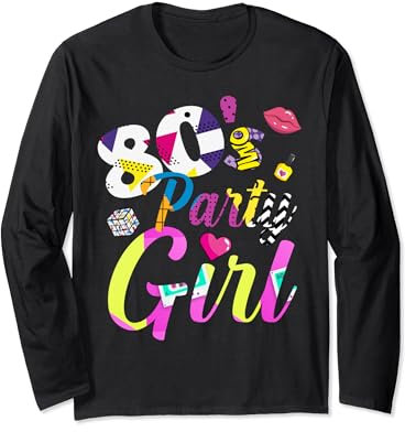 80er Jahre Party Girl Karneval Retro Kostüm Outfit 80's Langarmshirt