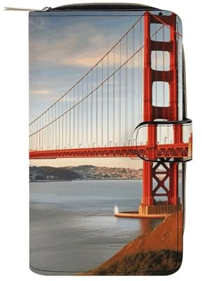 LQWOK Portefeuille, portefeuille imprimé Golden Gate Bridge, portefeuille de voyage, portefeuille durable, portefeuille portable, portefeuille universel, portefeuille en cuir, Golden Gate Bridge, 19,7