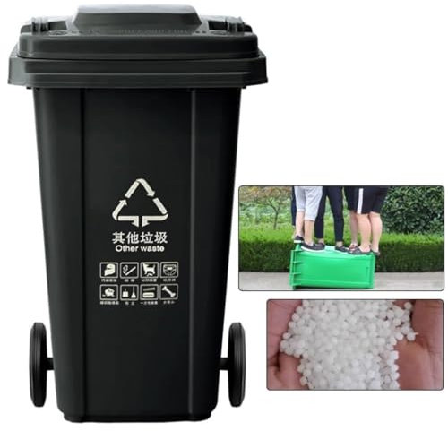 JIESOO Contenedor Basura Exteriores Contenedor Basura 100L 120L Con Ruedas, Bote Basura Grande Con Asa Antideslizante, Estable Resistente Aplastamiento For Restaurantes, Oficinas Y Almacenes(Black,120