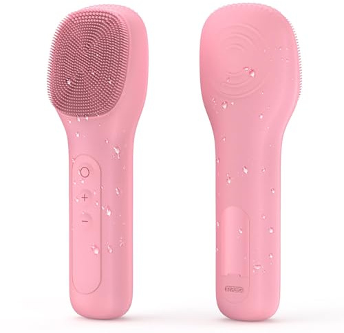 Brosse Nettoyante Visage Électrique IPX7 Étanche Silicone Rotative pour Nettoyer Le Visage en Profondeur pour L'Acné, les Points Noirs, la Peau Morte (Rose)