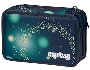 ergobag Maxi Mäppchen Set 40-Teilig, Lyra Bunt- und Filzstifte, Kleingeld Fach, Lineal, Schere RaumfahrBär - Dunkelblau