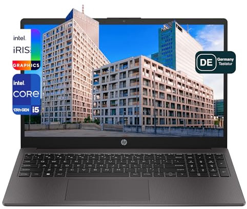 HP 250 G10 Laptop, Intel Core i5-1334U, 16 GB DDR4 RAM, 512 GB PCIe SSD, 15.6 FHD, Intel Iris Xe Graphics, QWERTZ Tastatur, Windows 11 Pro, Anthrazit