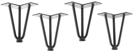 SOTECH 4 x Haarnadelbeine schwarz 150 mm | 3 Streben Hairpin Legs Möbelbeine für Sofas und Schränke Möbelfuß
