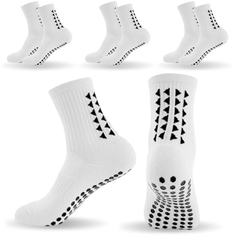 mtuihfo 3 paia di calzini traspiranti per bambini, assorbono il sudore, calzini da calcio, per corsa, hockey, calcio, 9-12 anni Bianco 3, One Size