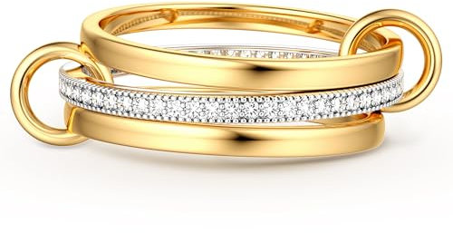 Dochais Gold Silber Ring Damen 18k Vergoldete Wasserfest Goldene Ringe Set Stapelbar Verlobungsring Eheringe Statement Daumenring Fingerring Hypoallergene für Frauen Herren Schmuck Größe 52-65