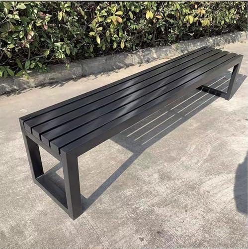 Moubhjd Gartenbank Ohne Lehne, Robust und Wetterfest Wooden Garden Bench, 2-3-Sitzer Parkbank Terrassenbänke, Solid Wood + Metal, für Garten Veranda Hof Lawn(Size：100cm
