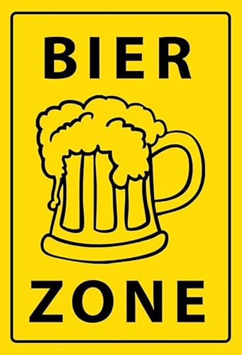 mrdeco Holzschild 12x18cm Bier Zone Spaß Hinweisschild Sprüche Holz Schild