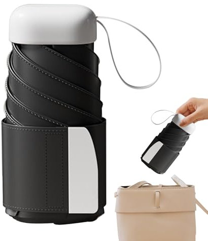 Uhngw Ombrello compatto da viaggio – Ombrello tascabile pieghevole automatico, portatile, pieghevole, salvaspazio, per spiaggia, giardinaggio, escursionismo, piscina, passeggiate, Nero , Refer to