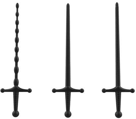 Kutocesy Juego de 3 Dilatadores de Pene en Silicona con Forma de Espada Tapón Uretral para Estimulación de Próstata y Juegos Sexuales de Pareja Ano para Hombre