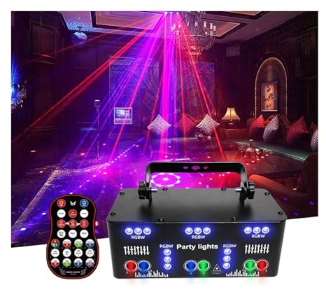 Luci Discoteca, 21 occhi DJ Disco Light Proiettore a fascio di luce nero Strobo a distanza Stage RGB Effetto Xmas Club Party Holiday Halloween
