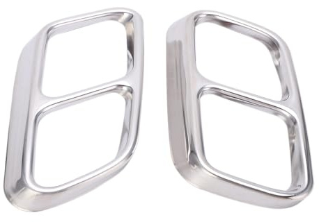 Stainless Steel Car Quad Exhaust Tip Rear Muffler Covers Trim Tailpipes Compatible With Mercedes‑Benz CLS W218 2012-2017 Auto Sticker Accessories(Silver)