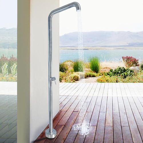 Colonna doccia autoportante in acciaio inox per esterni, soffione regolabile a pioggia per piscina, cortile, patio, spa sulla spiaggia, soluzione doccia resistente ed elegante per esterni