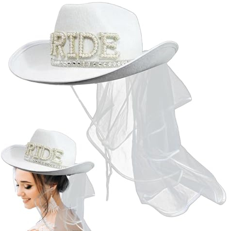 Generisch hut | Weißer Cowboyhut Für Hochzeit Und party | Damen Accessoires für Strandhochzeit Festivals Verkleidung Kostüm Dusche