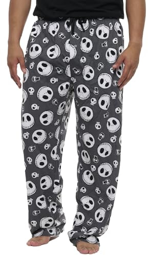 Disney Mens Lounge Pants Jack AOP Pajama Bottoms (Skellington Grey, X-Large)