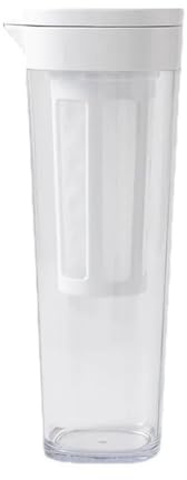 Brocche Brocca for acqua fredda in plastica da 1100 ml, caraffa for, caffettiera ghiacciata for porta del frigorifero, limonata fatta in casa Caraffe da Tavola Brocche(Bianco)