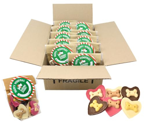The Barking Bakery Weihnachts-Leckerlis für Hunde (Yappy Woofmas Herz-Tropfen-Etui, 10 Stück)