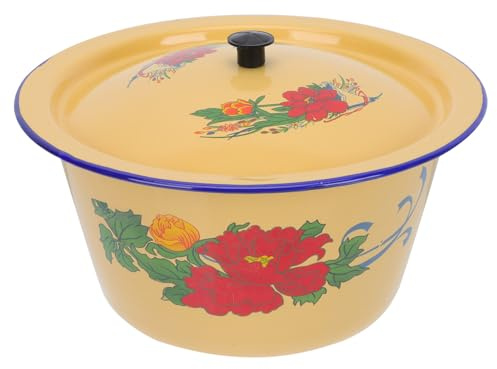 Alipis Bol En Émail Rétro 1,4l 19,5cm Avec Couvercle Émail Sain Cuisine Ancienne Stockage D'épices Et Huiles Usage Domestique