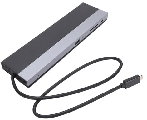 Hamwesh USB C Docking Station, 12 in 1 Aluminum Hub with Triple Display DisplayPort VGA Gigabit Ethernet 100W Power Delivery USB 3 Card Reader for WINDOWS and Mac Laptop