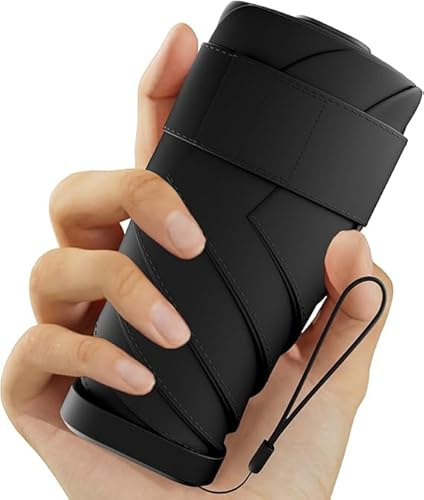 Mini ombrello pieghevole da viaggio, antivento, protezione UPF 50+, protezione da sole e pioggia, piccolo design compatto e leggero, si adatta in tasca o in borsa, ombrello portafoglio in tessuto