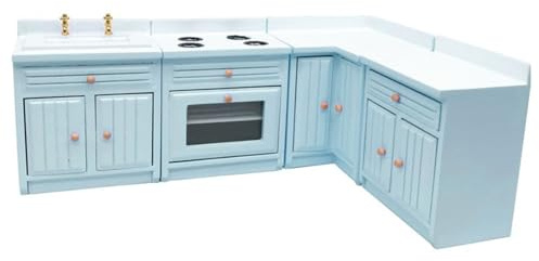 Détaillé 1/12 Dollhouses Cuisine Cabinet Modèle Bois Cuisine Comptoir Poêle Avec Portes Fonctionnelles Maisons de Poupée Cuisine Miniature