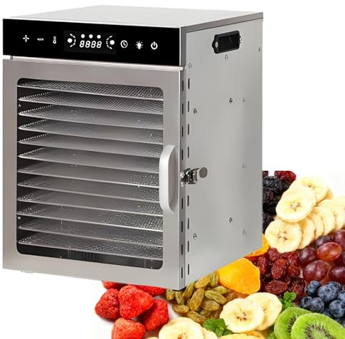 WTRYRN Food Dehydrator Machine,Stainless Steel Digital Food Dryer,Compact Food Dehydrator,Temperature Control,for Fruits, Vegetables, Herbs, Mushroom, Dog Treats, Dehydrators 12Layer