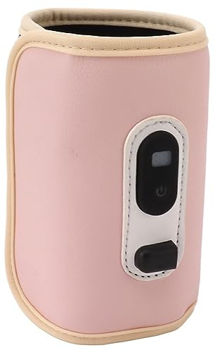 Fafeicy Scalda Bottiglie per il Latte per Bambini Display Digitale USB 5 velocità Portatile per il Latte per Bambini Calore per Acqua Materno (PINK)