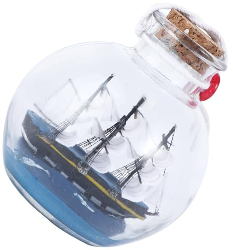 Glass Bottle Ship Ornament Decorative Craft Desktop Adornment | Drift Bottle Handicraft, Indoor Decoration, Unique Design Concept Random Color