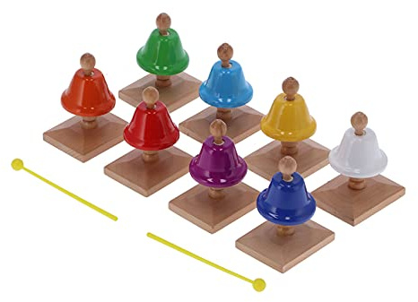 Acouto 8-teiliges Handglocken-Set, 8-Noten-Handglocken, Buntes Musikspielzeug aus Metall, Perkussion, Lehrmittel für Kinder, Skalen für die 8-Diskriminierung des Babys, Kultivierung mit Einer Glocke