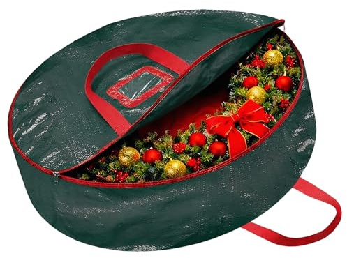Dekorative Aufbewahrung Für Kränze | 76 cm Wasserdichter Behälter Mit Reißverschluss,Weihnachtskranz Aufbewahrung Mit Verstärkten Griffen - Für Girlanden Dekorationen Schmuck Saisonale Feiertage Zuhau