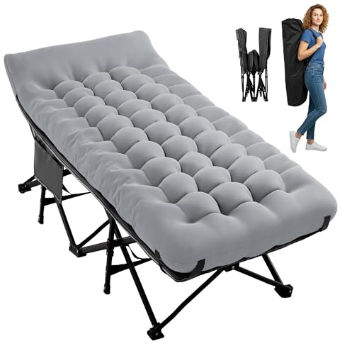Palawano Feldbett Klappbar – Extra Breites 190 × 71 cm Klappbett Campingbett, Feldbett mit Matratze für Camping, Reise (Grau)