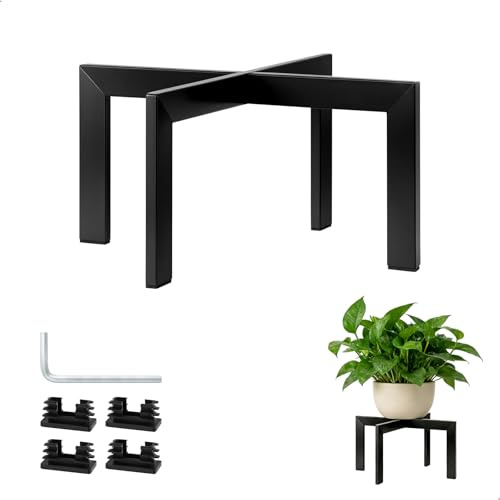 letuxaamz Maceteros Decorativos Interior, Soporte Plantas Interior Soporte Plantas, Elevador para Macetas 15cm Metal Negro Estable, para Macetas Salón Balcón Jardín Montaje Sencillo