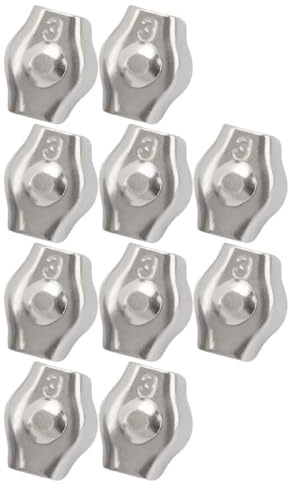 MAGICLULU 10pcs Rope Connector Cable Grips Clip Stainless Steel Single Clip Fastening Practical Silver Wire Rope for Ships