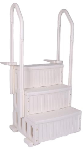 Generic Swimming Pool Ladder w/Double Handrails 3-Step Non-Slip Heavy Duty Steps Step for Inground & Above-Ground Pools Stair Entry System with Handrails