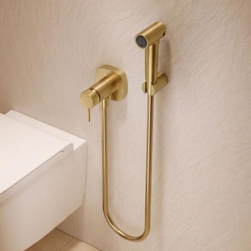 Imex - Douche bidet eau froide et chaude couleur dorée | Robinet bidet encastré pour WC Or brossé | Douche hygiénique monocommande pour toilettes | Robinetterie de rechange de bidet | Série Firenze
