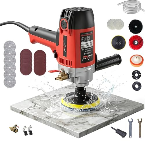 Kit lucidatrice a umido, levigatrice ad acqua da 900 W con velocità regolabile, spazzola per pavimenti e tappeti, lucidatrice a umido per pavimenti in cemento, marmo, ceramica e granito