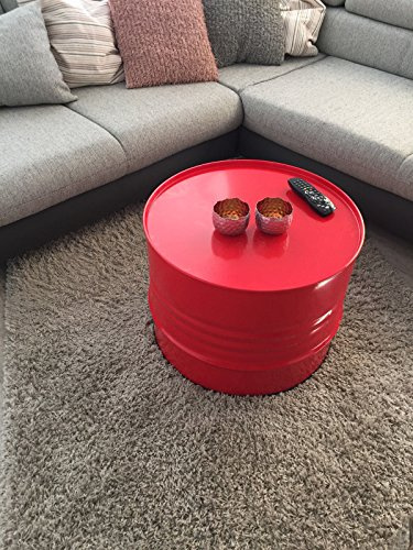 Srm-Design Fassmöbel Tisch Couchtisch Ölfass Beistelltisch mehrere Farben 45 cm hoch ø 57 cm Durchmesser (Rot)