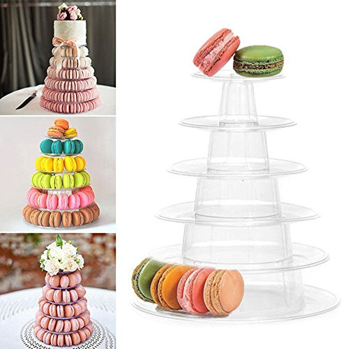 Cupcake-Ständer mit 6 Etagen, rund, Macaron-Turm, transparent, Acryl, Dessert-, Lebensmittel-Präsentationsständer, Gebäck-Servierplatte für Geburtstag, Hochzeit, Party