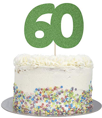 Crafty Toppers Large Number 60 Glitter Cake Topper (Green Glitter)