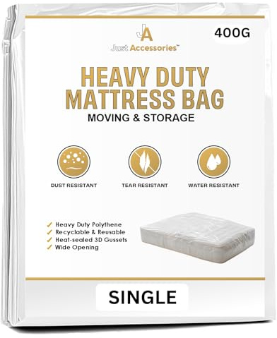 Just Accessories® Robuste Matratzentasche für Einzelbett, zur Aufbewahrung, Umzug, Matratze, Polyethylen, 90 x 190 cm