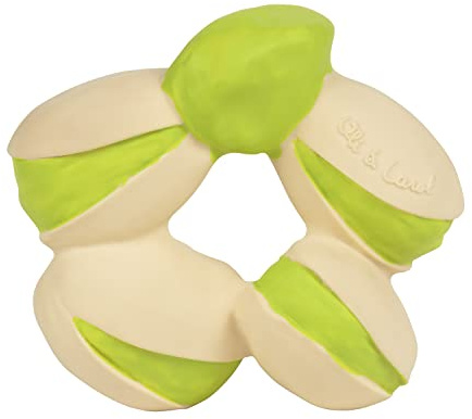 Oli & Carol - Baby-Beißring aus Naturkautschuk, Patricio the Pistachio, 8 cm
